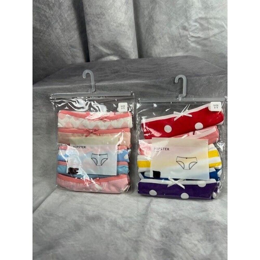 Nordstrom 5 Pack Hipster Underwear Girls Size 2 / 3 Multicolor NEW 2 PACK of 5